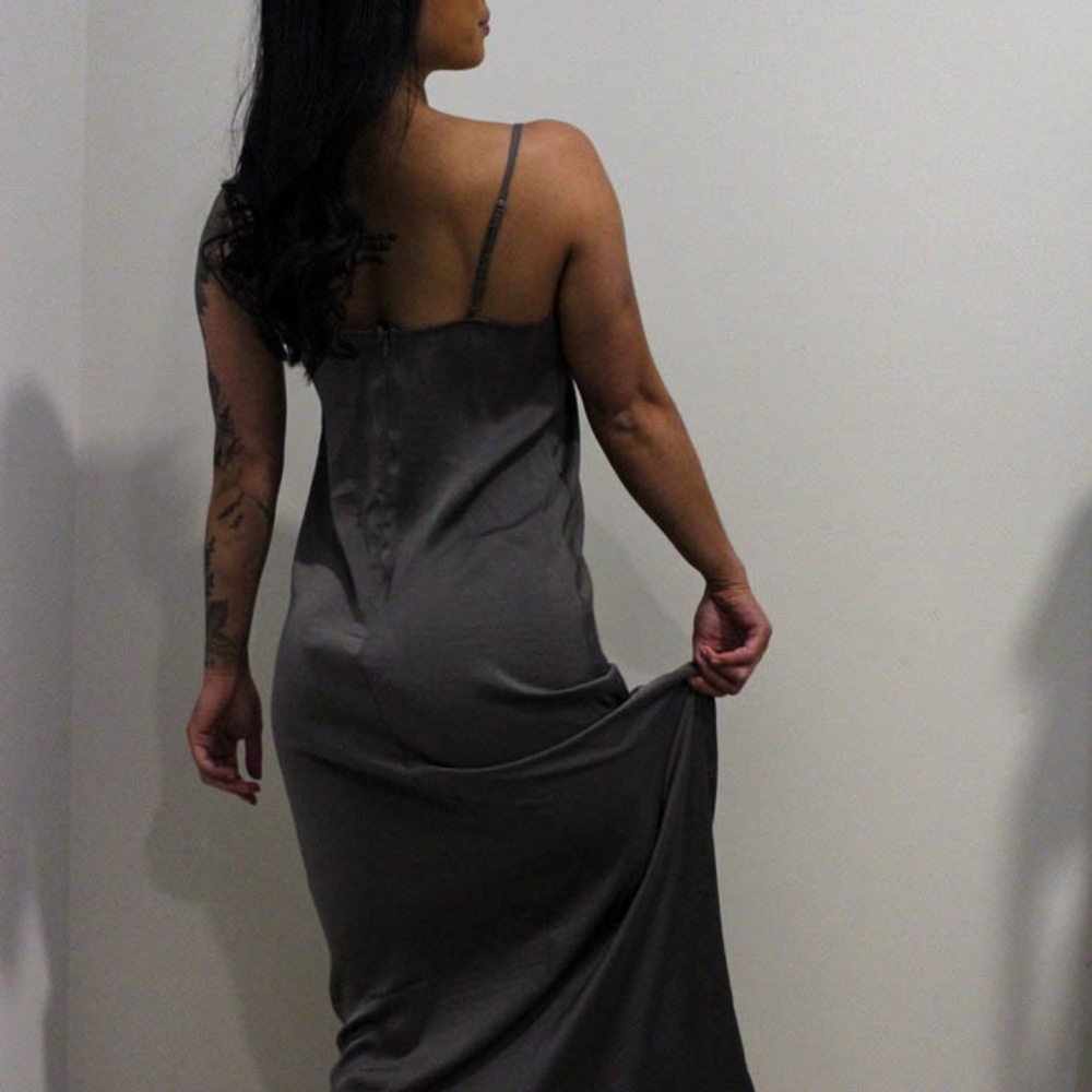 Grey Silk Maxi Dress